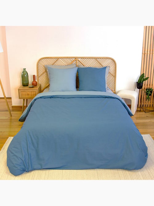 Parure de lit coton et lyocell 2 places bleu Sia - Kiabi Parure de lit coton et lyocell 2 places bleu Sia - Kiabi