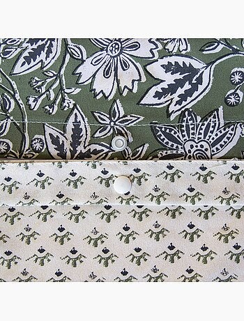 Parure de lit coton et lyocell 2 places imprimé floral vert Neyo