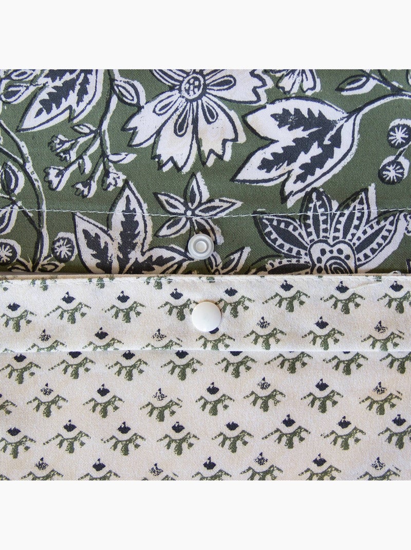 Parure de lit coton et lyocell 2 places imprimé floral vert Neyo Vert - Kiabi