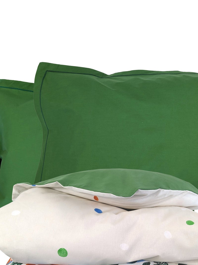 Parure de lit coton EVASION Taie 50x70 cm Vert chèvrefeuille - Kiabi