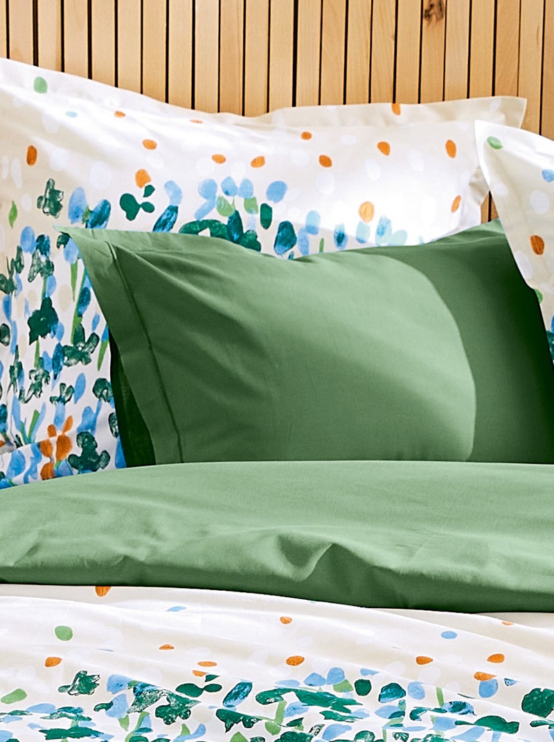 Parure de lit coton EVASION Taie 50x70 cm Vert chèvrefeuille - Kiabi