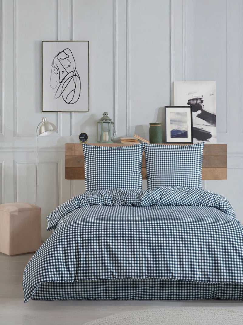 Parure de lit  coton imprimé Bleu marine - Kiabi