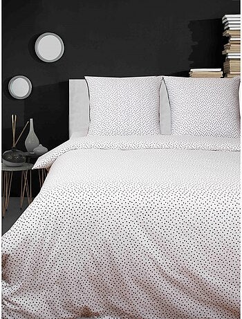 Parure housse de couette 100 % coton points
