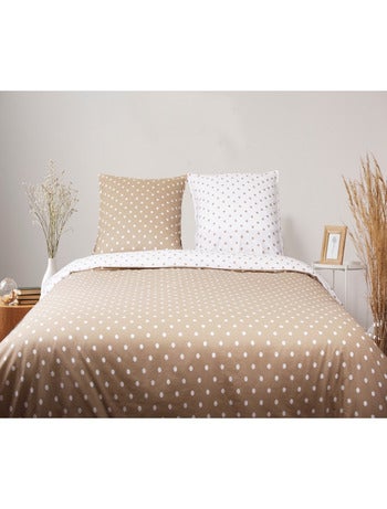 Parure de lit coton imprimé pois marine