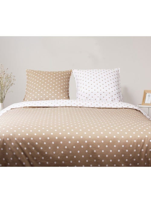 Parure de lit coton imprimé pois cappuccino - Kiabi Parure de lit coton imprimé pois cappuccino - Kiabi