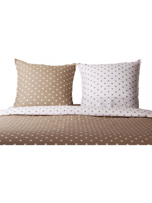 Parure de lit coton imprimé pois cappuccino - Kiabi Parure de lit coton imprimé pois cappuccino - Kiabi