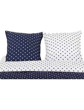 Parure de lit coton imprimé pois marine