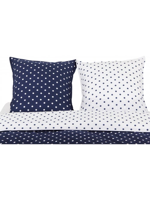 Parure de lit coton imprimé pois marine - Kiabi Parure de lit coton imprimé pois marine - Kiabi