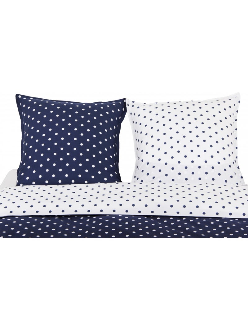 Parure de lit coton imprimé pois marine Bleu marine - Kiabi