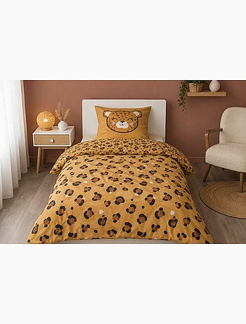 Parure de lit Coton imprimé TIGRE – Housse de couette + 2 taies d’oreiller