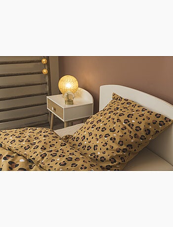 Parure de lit Coton imprimé TIGRE – Housse de couette + 2 taies d’oreiller