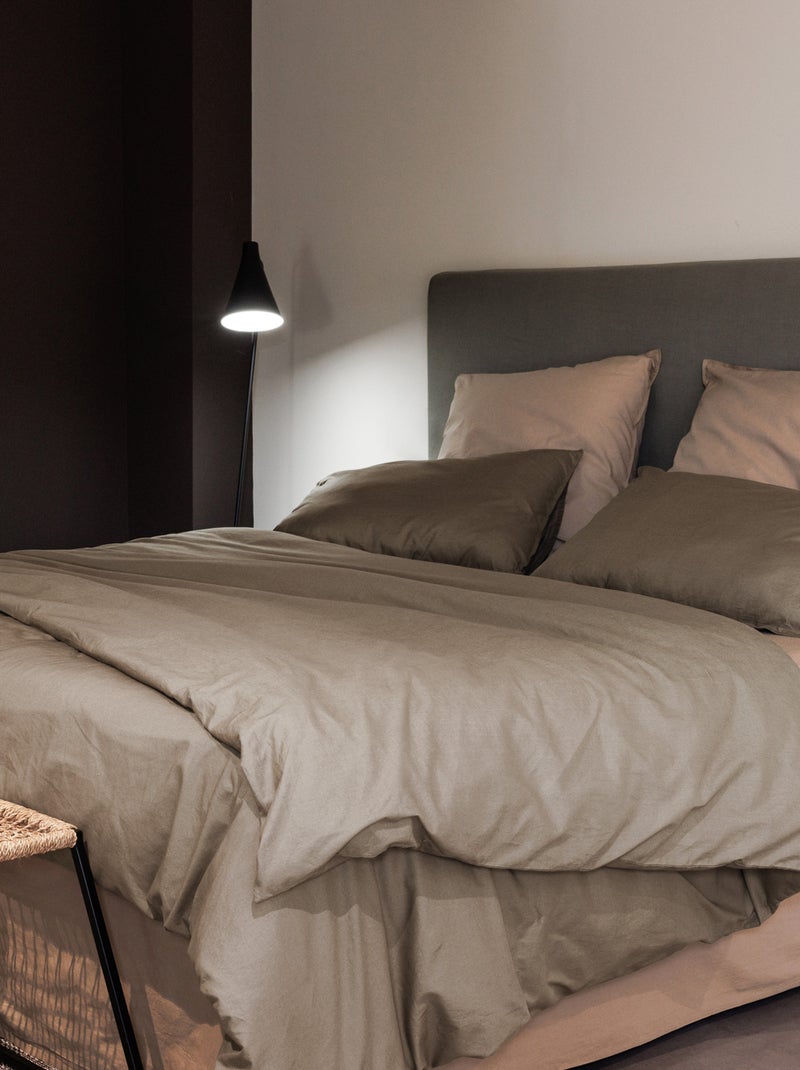 Parure de lit coton lavé collection PALACE Taie 50x70 cm Camel - Kiabi