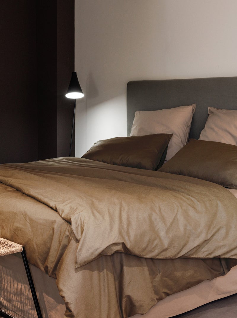 Parure de lit coton lavé collection PALACE Taie 50x70 cm Cognac - Kiabi