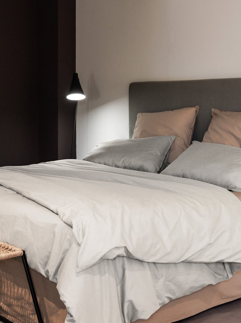 Parure de lit coton lavé collection PALACE Taie 65x65 cm Beige argile - Kiabi