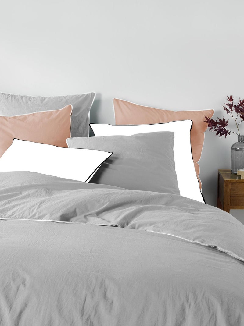 Parure de lit coton lavé LINETTE Gris - Kiabi