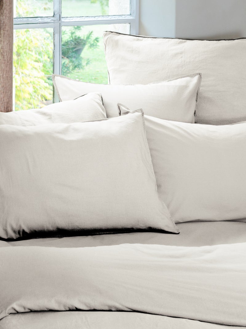 Parure de lit coton lavé PALACE Taie 50x70 cm Blanc cassé - Kiabi