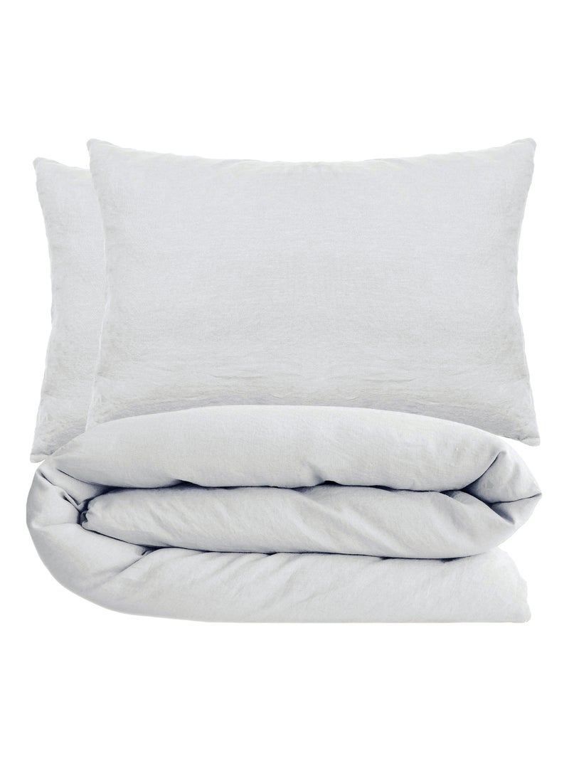 Parure de lit coton lavé PALACE Taie 50x70 cm Blanc - Kiabi