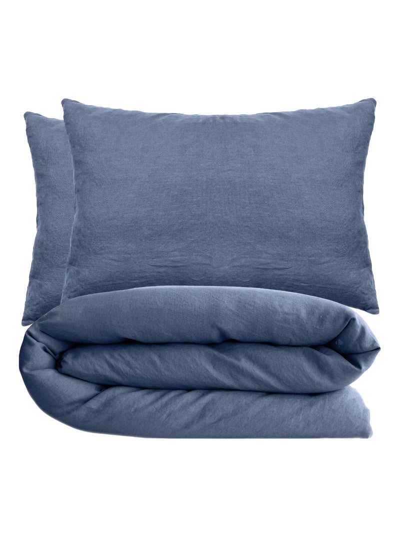 Parure de lit coton lavé PALACE Taie 50x70 cm Gris clair - Kiabi