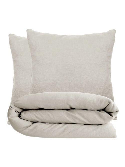 Parure de lit coton lavé PALACE Taie 65x65 cm - Kiabi