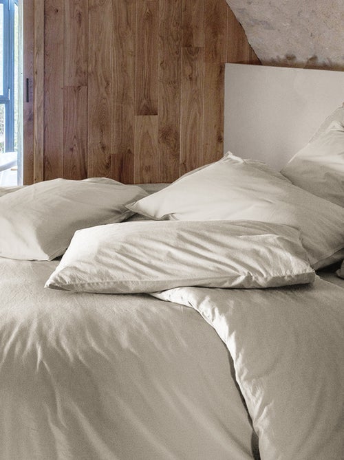 Parure de lit coton lavé PALACE Taie 65x65 cm - Kiabi