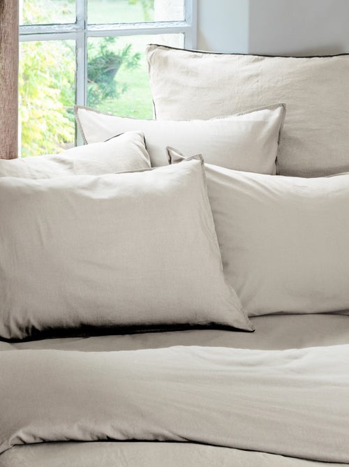 Parure de lit coton lavé PALACE Taie 65x65 cm - Kiabi