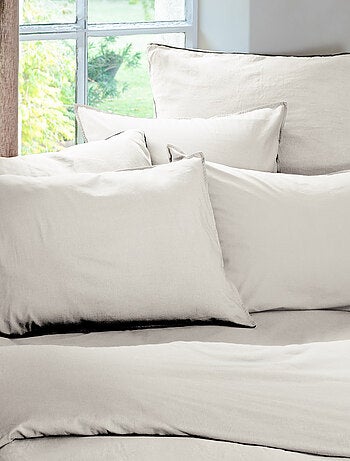 Parure de lit coton lavé PALACE Taie 65x65 cm