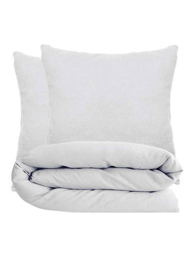 Parure de lit coton lavé PALACE Taie 65x65 cm Blanc - Kiabi