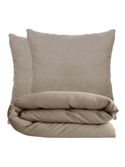 Parure de lit coton lavé PALACE Taie 65x65 cm - Kiabi