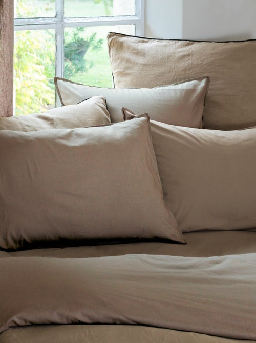 Parure de lit coton lavé PALACE Taie 65x65 cm - Kiabi