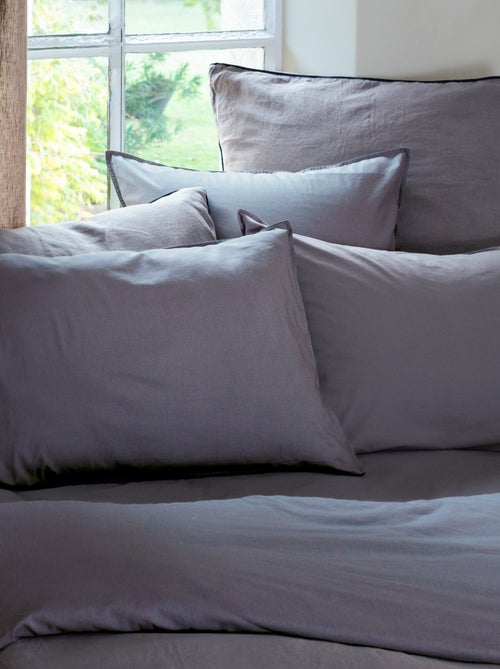 Parure de lit coton lavé PALACE Taie 65x65 cm - Kiabi