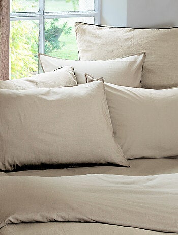 Parure de lit coton lavé PALACE Taie 65x65 cm