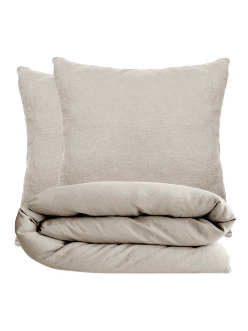 Parure de lit coton lavé PALACE Taie 65x65 cm - Kiabi