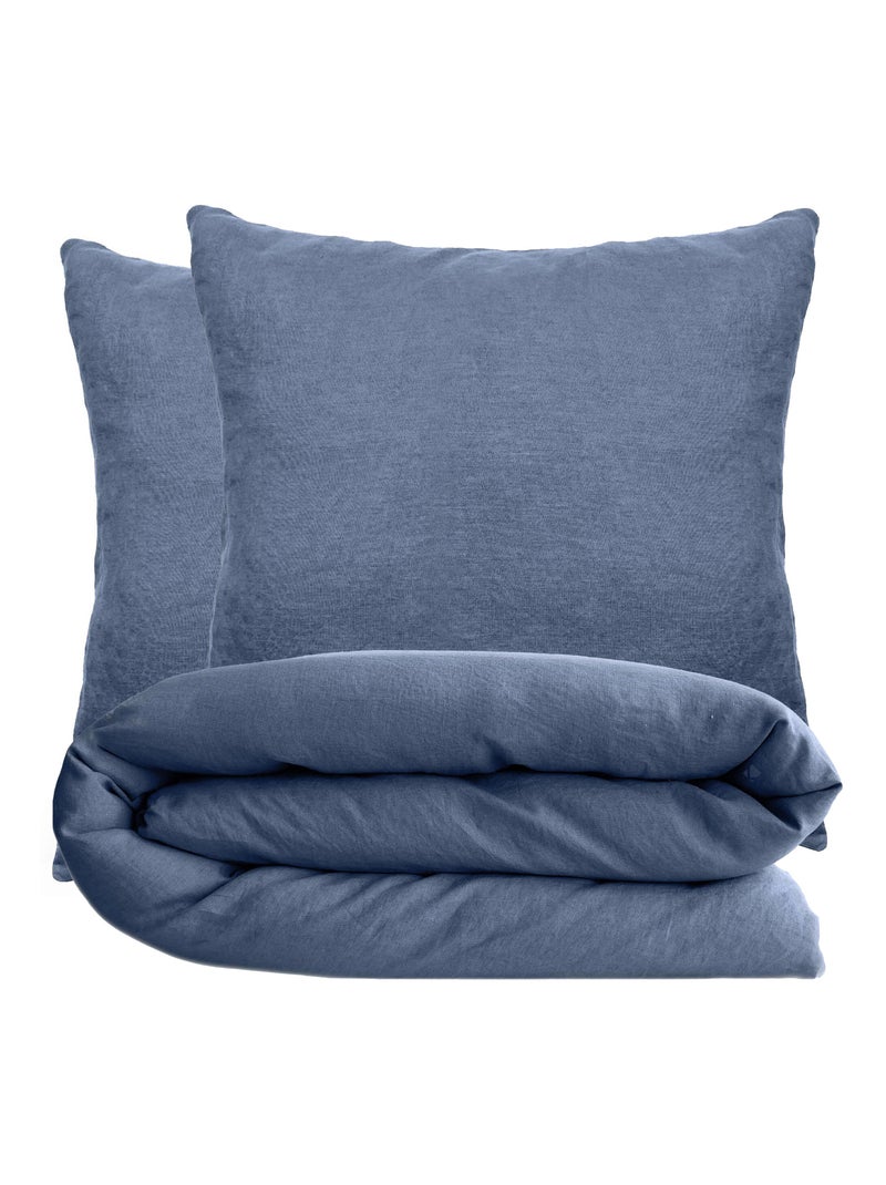 Parure de lit coton lavé PALACE Taie 65x65 cm Gris clair - Kiabi