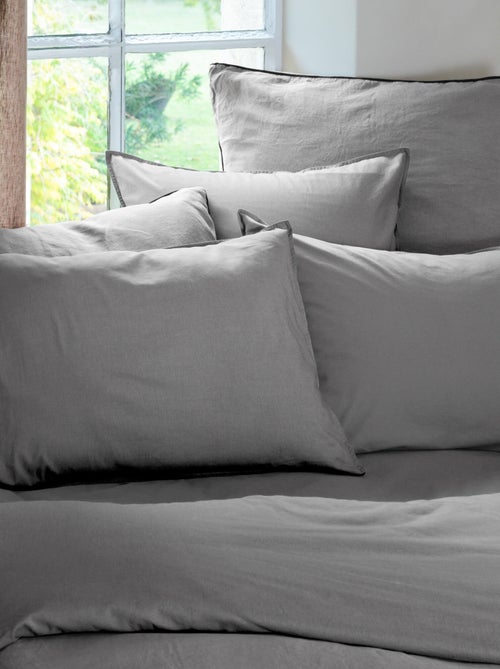 Parure de lit coton lavé PALACE Taie 65x65 cm - Kiabi