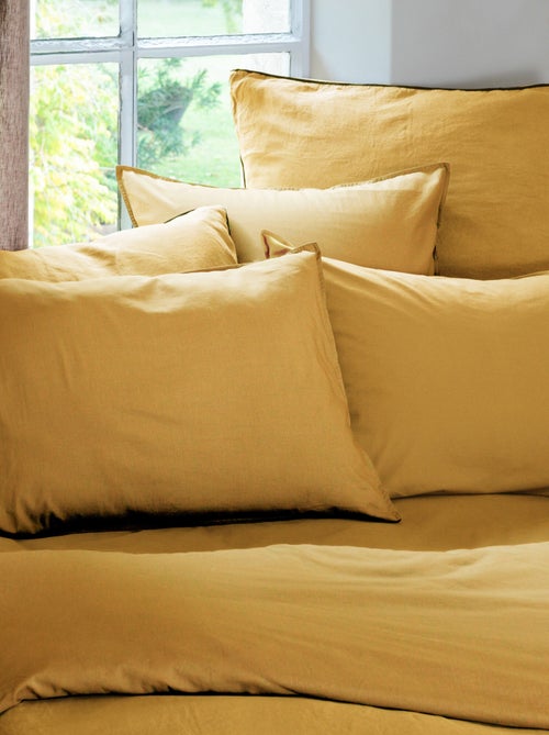 Parure de lit coton lavé PALACE Taie 65x65 cm - Kiabi