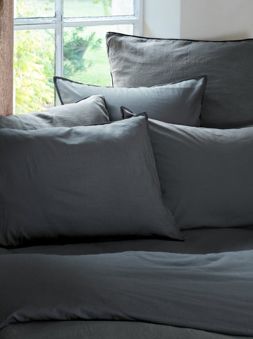 Parure de lit coton lavé PALACE Taie 65x65 cm - Kiabi