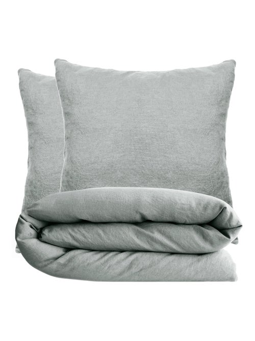 Parure de lit coton lavé PALACE Taie 65x65 cm - Kiabi