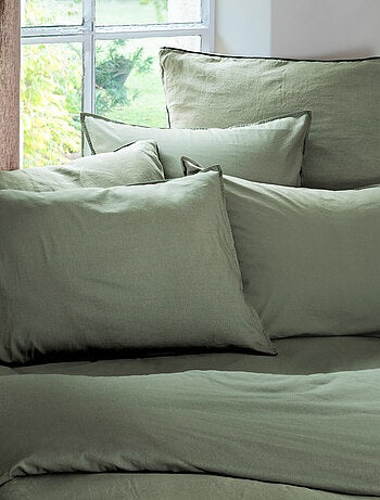 Parure de lit coton lavé PALACE Taie 65x65 cm