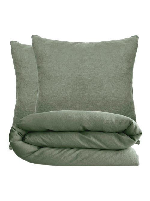 Parure de lit coton lavé PALACE Taie 65x65 cm - Kiabi