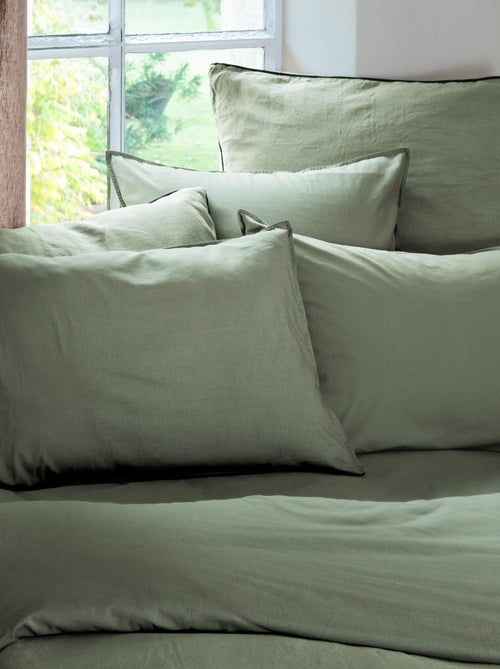 Parure de lit coton lavé PALACE Taie 65x65 cm - Kiabi