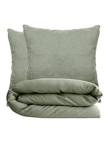 Parure de lit coton lavé PALACE Taie 65x65 cm