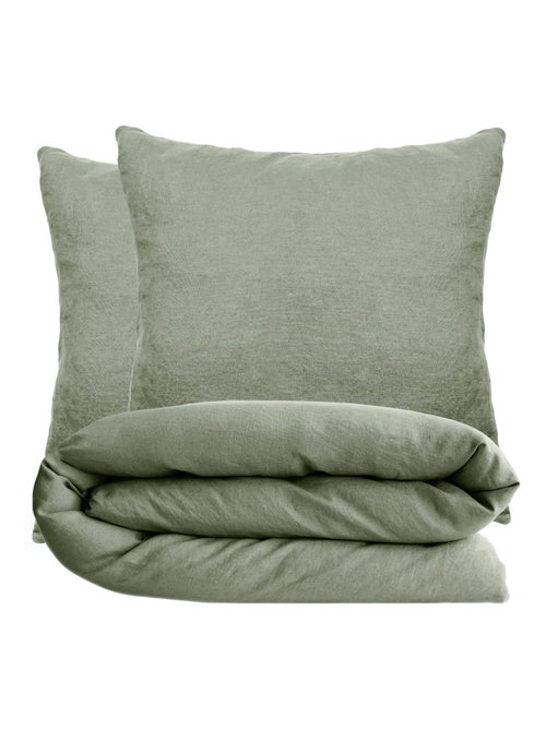 Parure de lit coton lavé PALACE Taie 65x65 cm - Kiabi