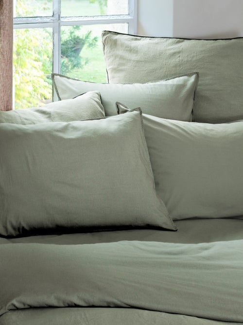 Parure de lit coton lavé PALACE Taie 65x65 cm - Kiabi