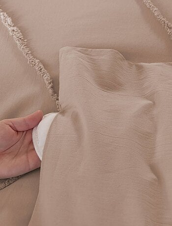 Parure de lit coton lavé tufté 2 places rose poudré Ariane