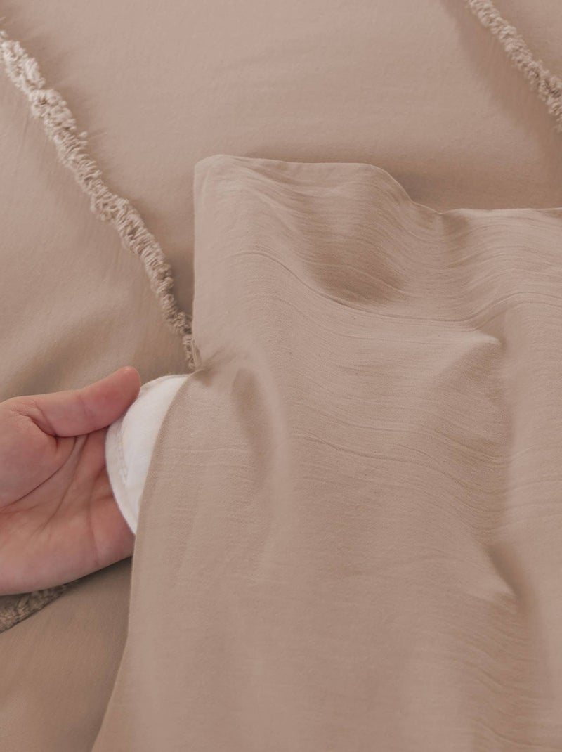 Parure de lit coton lavé tufté 2 places rose poudré Ariane Rose clair - Kiabi