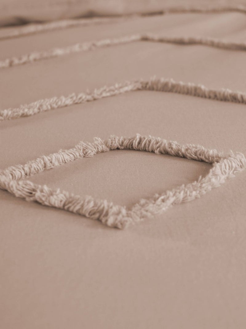 Parure de lit coton lavé tufté 2 places rose poudré Ariane Rose clair - Kiabi