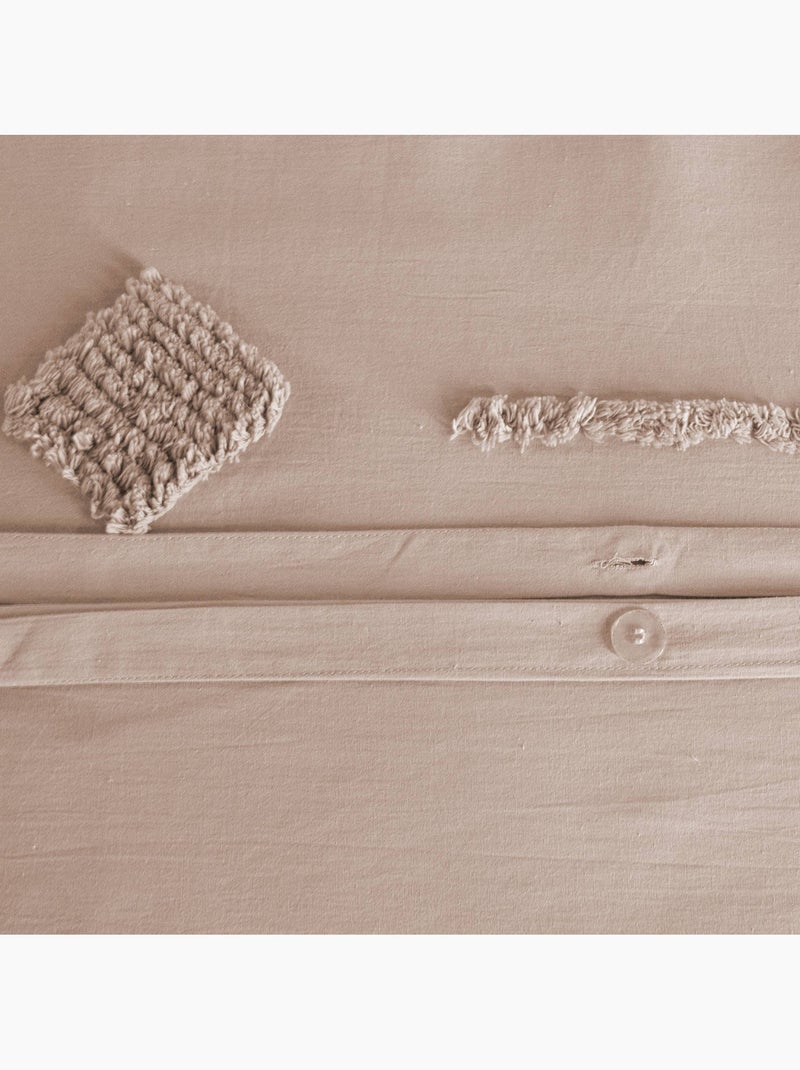 Parure de lit coton lavé tufté 2 places rose poudré ariane Rose poudré - Kiabi