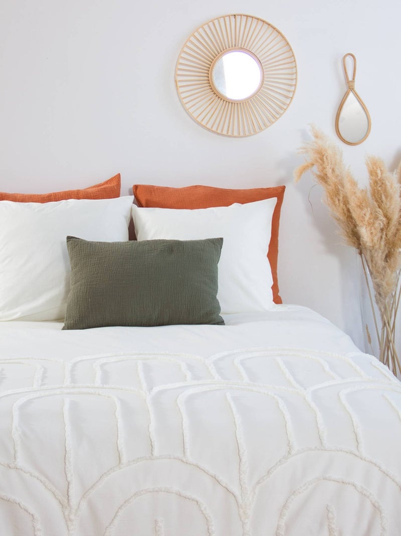 Parure de lit coton lavé tufté motif arches rétro 2 places blanc Hera Blanc - Kiabi