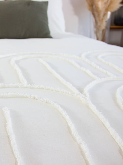 Parure de lit coton lavé tufté motif arches rétro 2 places blanc Hera - Kiabi