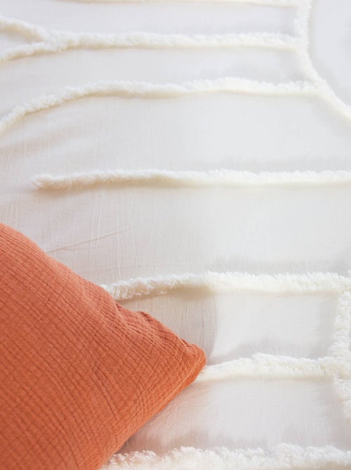 Parure de lit coton lavé tufté motif arches rétro 2 places blanc Hera - Kiabi